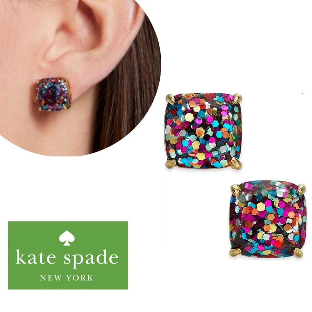 Kate Spade Multicolor Glitter Square Stud Earrings